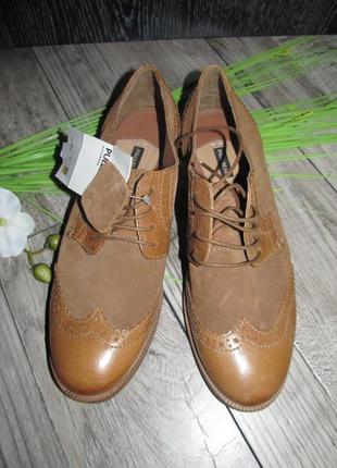 Кожаные туфли оксфорды pull&bear р. 40 - 25,5 см