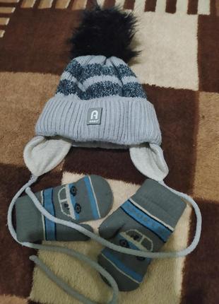 Зимняя шапка шарфик  рукавицы