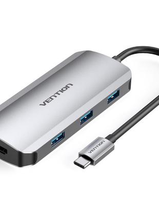 USB-хаб VENTION 6-in-1 USB-C to HDMI/USB-C/USB3.0x3/PD Grey (T...