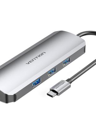 USB-хаб VENTION 8-in-1 USB-C to HDMI/USB3.0x3/RJ45/SD/TF/PD (T...