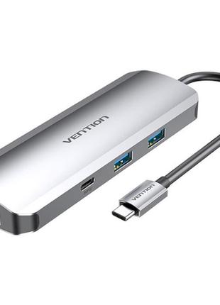 USB-хаб VENTION 9-in-1 USB-C to HDMI/USB3.0x2/RJ45/USB-C/SD/TF...