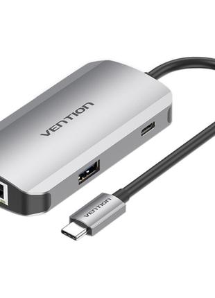 USB-хаб VENTION 5-in-1 USB-C to USB3.0x3/RJ45/PD Grey (TNFHB)