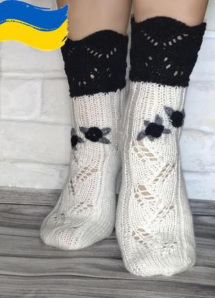 Женские вязаные носки - ажурные носки винтаж - идея для подарк...