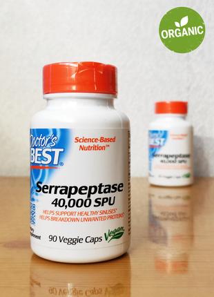 Doctor's Best, Серрапептаза, 40 000 SPU, 90 капсул