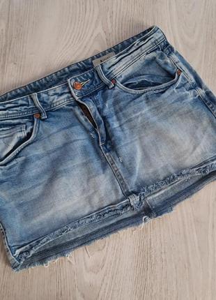 Короткая коттоновая джинсовая юбка мини skirt 44-46