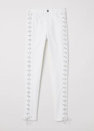 Штани жіночі зі шнурівкою джинсові білі  36/6 h&m 0578113001