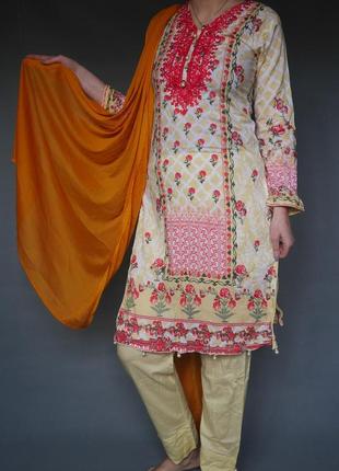 Индийский восточный костюм, пенджаби, шальвар камиз, туника, с...