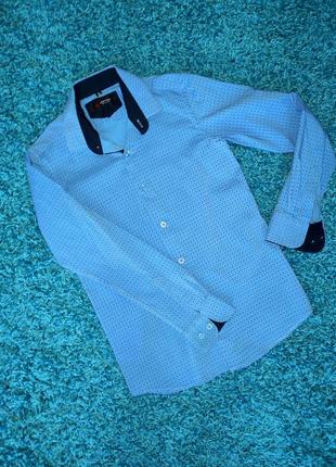 Голубая рубашка с мелким узором