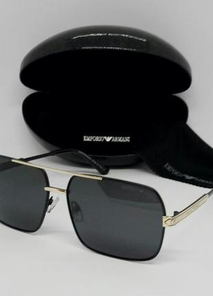 Emporio armani модные мужские солнцезащитные очки черные с зол...