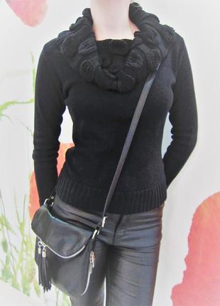 Свитер джемпер черный пуловер с хомутом h&m, р. s-m