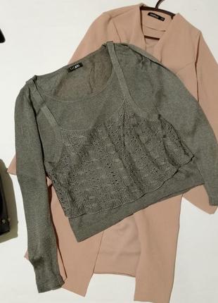 Сіра кофта з люрексом светр