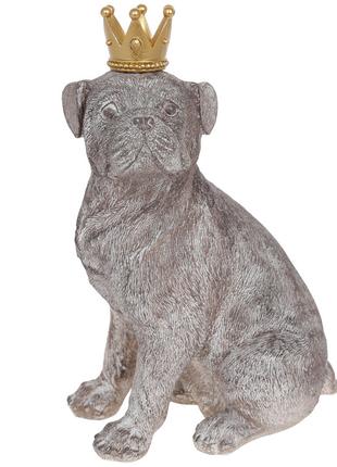 Декоративная статуэтка Собака с короной 33.5см, цвет - серый