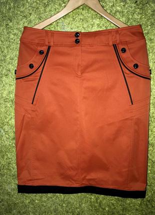 Женская юбка коралового цвета розмер 50 без подкладки