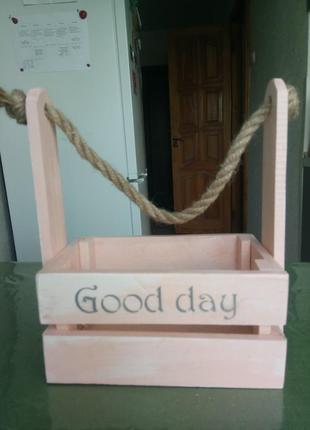 Кашпо деревянное новое «good day»