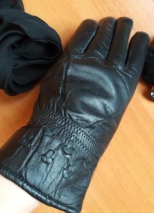 Новые зимние женские кожаные перчатки из лайковой кожи хорошег...