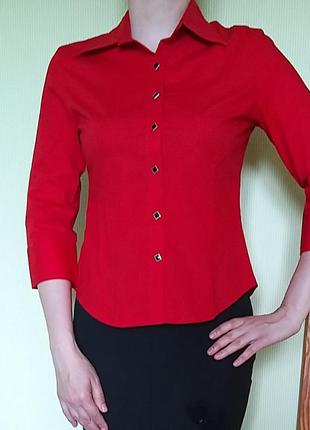 Блуза рубашка батник женская красная хлопок  new!
