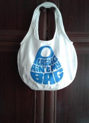 Біла сумка-шоппер торба з бавовняної тканини екосумки