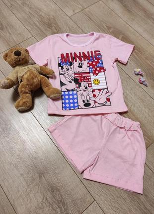 Комплект для девочки: футболка и шорты "минни"