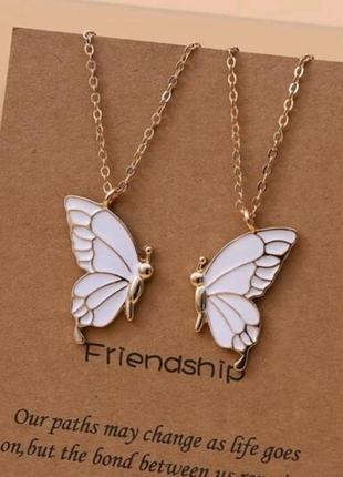 Парные подвески дружбы с бабочкой, серебро, украшение, подарок...