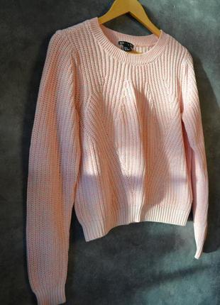 Вязаный свитер в рубчик h&m модный свободный укороченный рябой