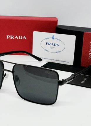 Prada стильные мужские солнцезащитные очки классика черные пол...