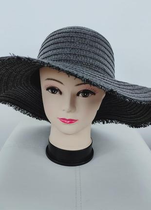 Шляпа с широкими полями, черная женская соломенная шляпка prim...