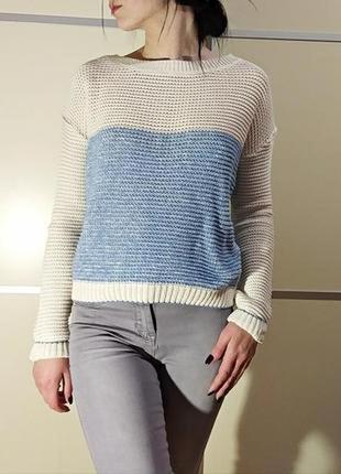 Актуальный вязаный свитер в два цвета . джемпер, кофта, пулове...