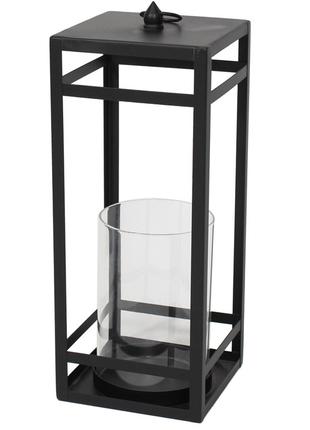 Подсвечник металлический со стеклянной колбой 40см, цвет - черный