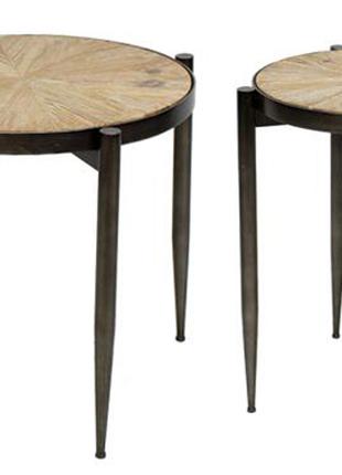 Набор столиков (2шт.) металлических со столешницей из дерева 4...
