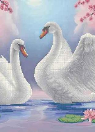 Схема для вышивки бисером " Пара влюбленных лебедей" частичная...