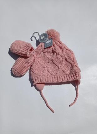 Primark. набір зимова шапка та рукавиці (краги) на 1-3 роки.