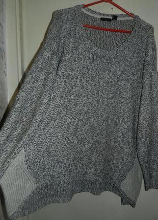 Джемпер-свитер-пуловер-трапеция,меланж,большого размера