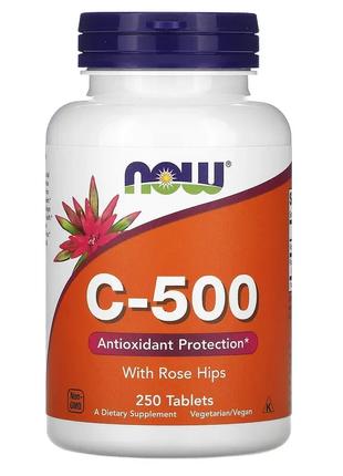 NOW Foods, C-500 з шипшиною, 250 таблеток