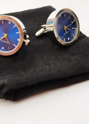 Запонки годинник quartz кварцові сріблясті чоловічі жіночі час...