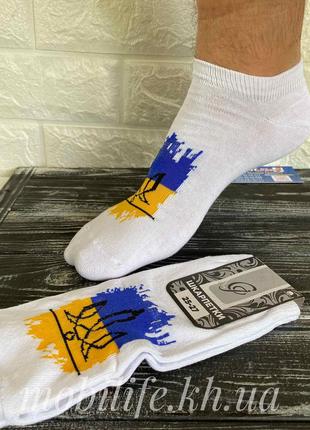 Шкарпетки патріотичні чоловічі короткі з українською символіко...