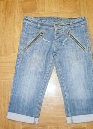 Брендовые джинсовые бриджи на болтах,почти не тянутся,винтаж,р...