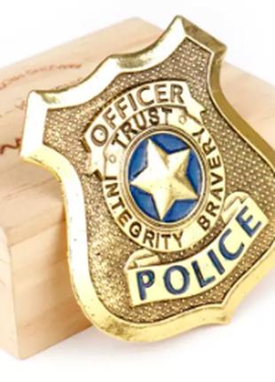 Брошь брошка значок металл золотистый полиция жетон 5х5 офицер