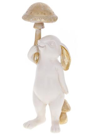 Декоративная статуэтка Кролик с грибочком 28.5см, цвет - белый...