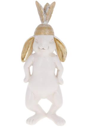 Декоративная статуэтка Кролик 29см, цвет - белый с золотым