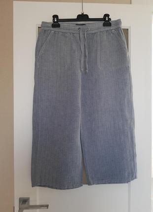 Брендові базові вкорочені штани бриджі з льоном marks &spencer