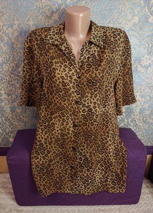 Женская блуза с коротким рукавом леопардовая расцветка блузка ...