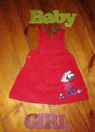 Яркое красное платье сарафан с минни маус вышивка и аппликация