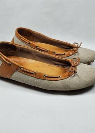 Шикарные удобные кожаные туфли балетки timberland/кожа текстиль