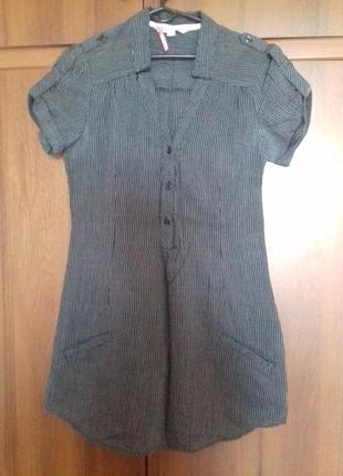 Летняя хлопковая удлиненная  блуза-туника