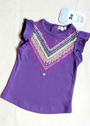 Фиолетовая футболка "kimadi" франция хлопковая этно стиль на 3...