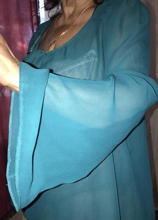 Туніка,легка ізумрудна блузка дуже великого розміру 58/62