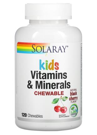Витамины и минералы для детей в форме жевательных таб Solaray США