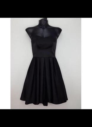 Платье коктейльное чёрное атласное