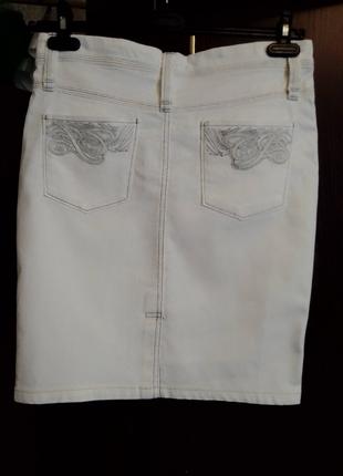 Спідниця котонова біла джинсова міді 46р колінс
