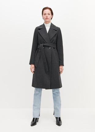 Новое стильное базовое серое пальто reserved. размер uk14 eur42